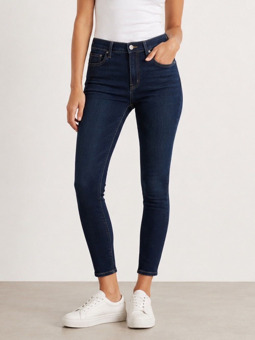 Current/Elliott Size 30 High Rise Skinny Ankle Jeans Dark Wash Stretch Denim